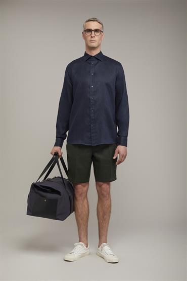 FRENCH COLLAR SHIRT DK BLUE