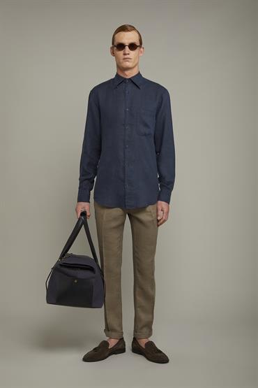 BUTTON DOWN COLLAR BAGGY FIT DK BLUE