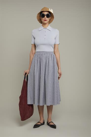 MIDI SKIRT LT BLUE/WHITE