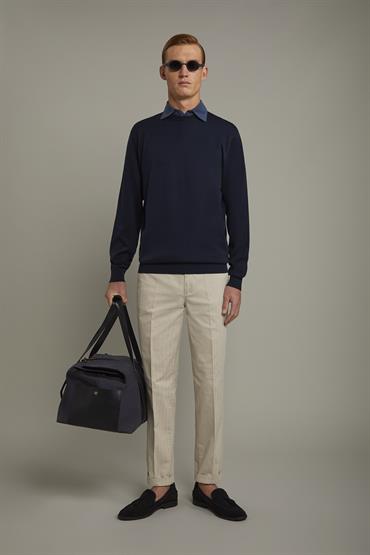 ROUND NECK SWEATER DK BLUE