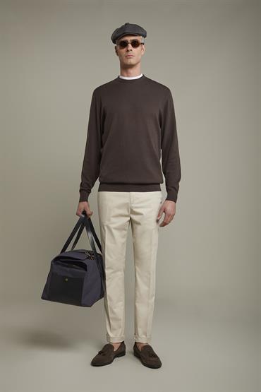 ROUND NECK SWEATER DK BROWN