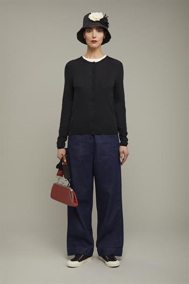ROUND NECK CARDIGAN BLACK