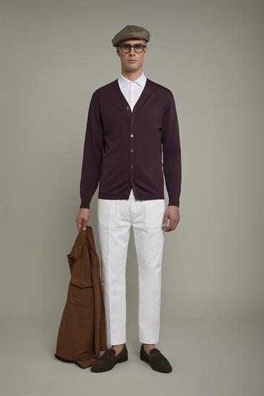 CARDIGAN V-NECK BORDEAUX