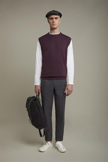 ROUND NECK VEST BORDEAUX