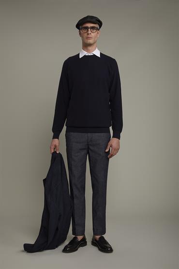 ROUND NECK SWEATER - RAGLAN DK BLUE