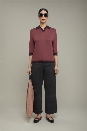 SHORT SLEEVES POLO MAUVE/BORDEAUX