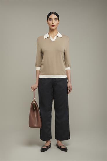 SHORT SLEEVES POLO SAND/OFF WHITE