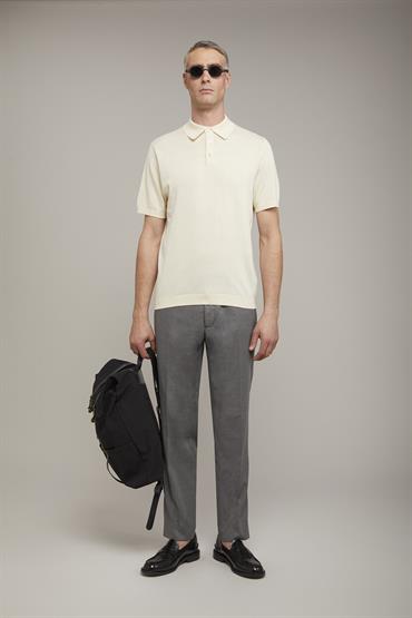 SHORT SLEEVES KNITTED POLO OFF WHITE