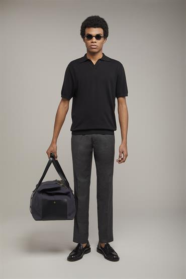 SHORT SLEEVES KNITTED POLO DERBY BLACK