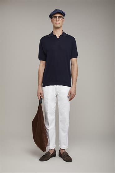 SHORT SLEEVES KNITTED POLO DERBY BLUE NAVY