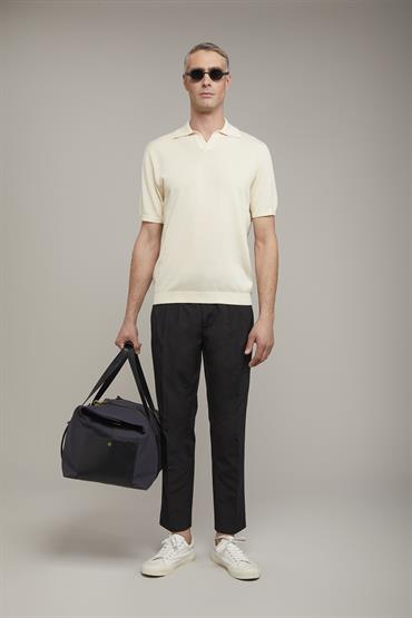 SHORT SLEEVES KNITTED POLO DERBY OFF WHITE