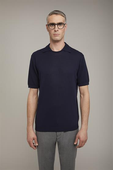 SHORT SLEEVES KNITTED RUOND NECK POLO