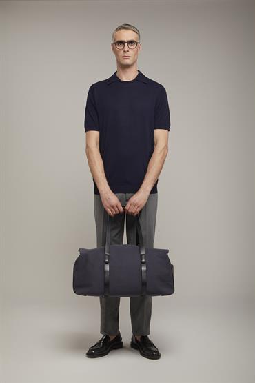 SHORT SLEEVES KNITTED RUOND NECK POLO BLUE NAVY