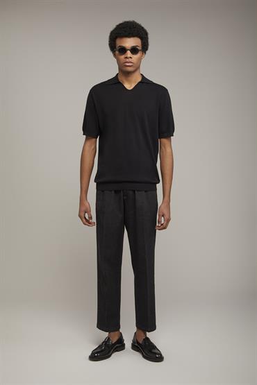 SHORT SLEEVES KNITTED POLO BLACK