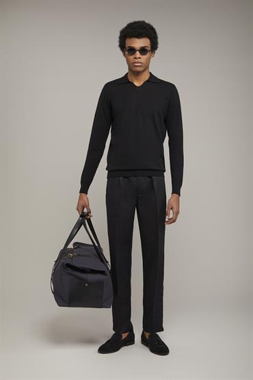 LONG SLEEVES KNITTED POLO BLACK