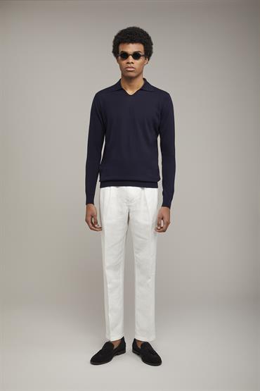 LONG SLEEVES KNITTED POLO BLUE NAVY