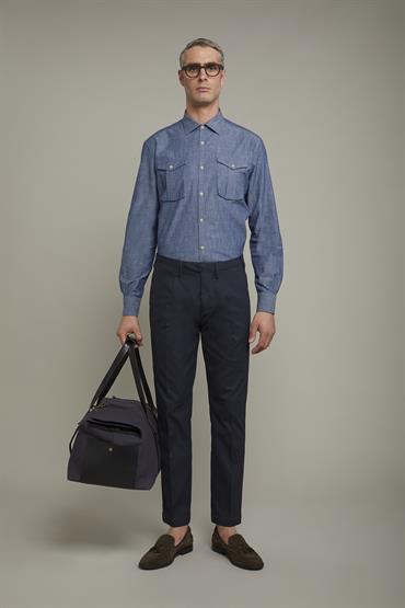 CHINO WITH PINCES DK BLUE