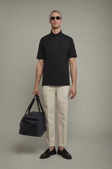 SHORT SLEEVES FRENCH COLLAR POLO BLACK