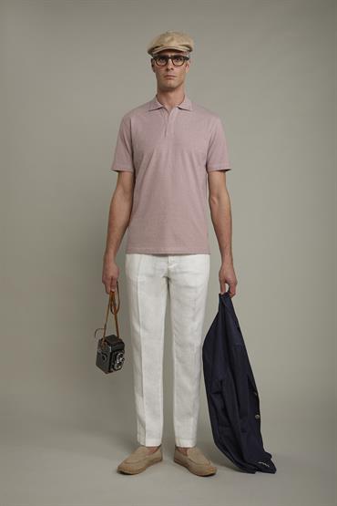 SHORT SLEEVES POLO OFF WHITE/ANTIQUE ROSE