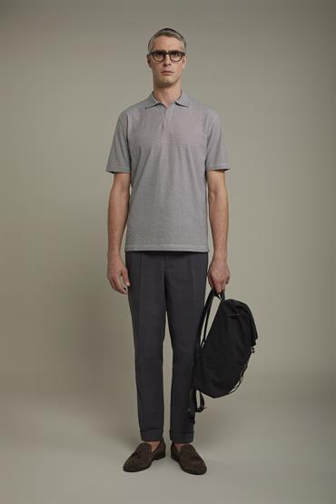 SHORT SLEEVES POLO OFF WHITE/DK BLUE