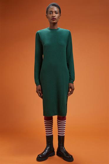 ROUND NECK DRESS FOREST GREEN