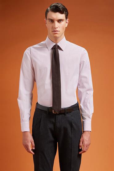 CLASSIC COLLAR REGULAR FIT WHITE/BORDEAUX