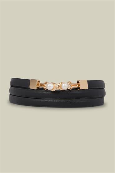 PEARLS BELT 13MM BLACK