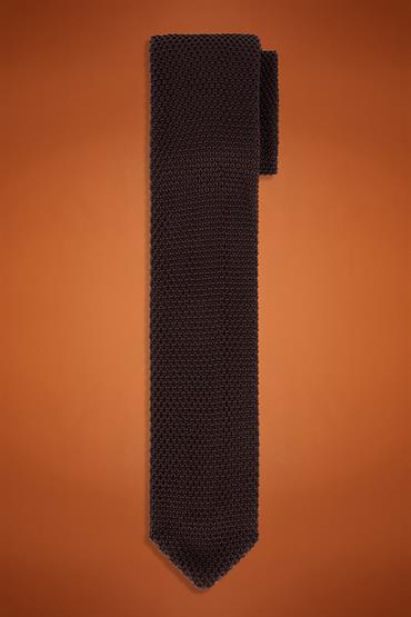 KNITTED TIE 148X6, 5X4, 5CM BROWN