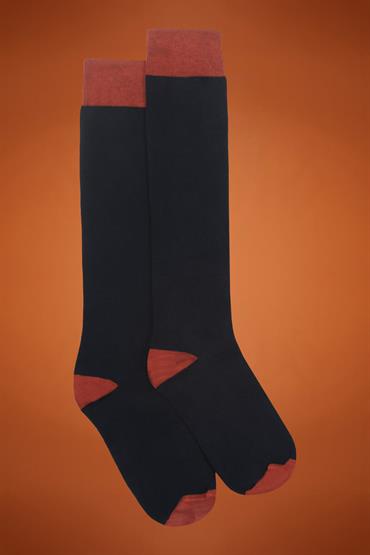 SOCKS SOLID COLOUR DK BLUE/ORANGE