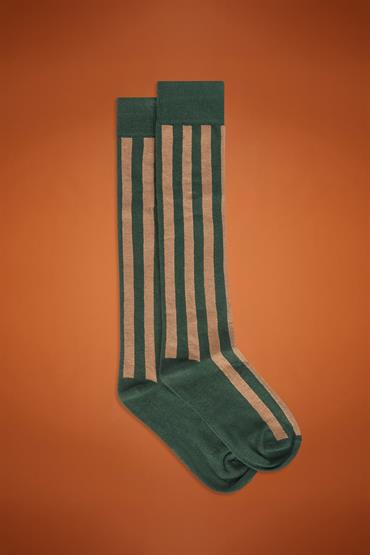 KNEE HEIGHT SOCKS FOREST GREEN/CAMEL