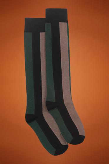 KNEE HEIGHT SOCKS BLACK/BEIGE/FOREST GREEN