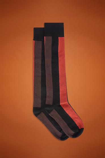 KNEE HEIGHT SOCKS BLACK/ORANGE/BROWN
