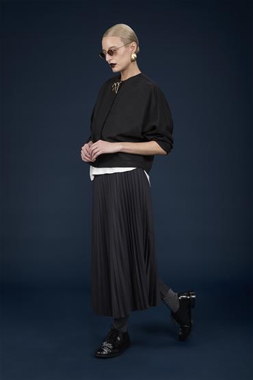 LONG SKIRT PLISSE' DK GREY