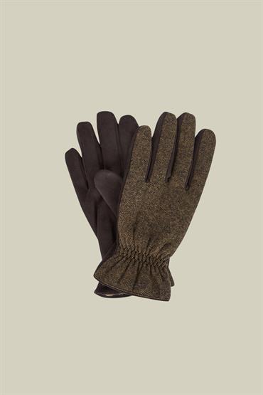 TWEED/SUEDE GLOVES BEIGE/BROWN