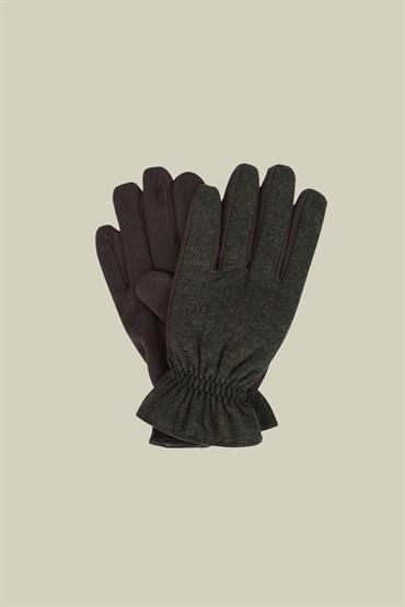 TWEED/SUEDE GLOVES FOREST GREEN/BROWN