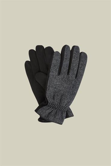 HERRINGBONE/SUEDE GLOVES DK GREY/BLACK