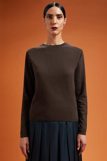 ROUND NECK SWEATER DK BROWN