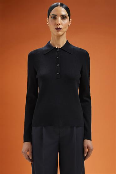 LONG SLEEVES POLO BLACK