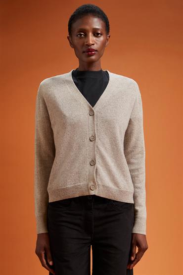 V NECK CARDIGAN BEIGE