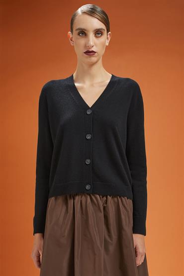 V NECK CARDIGAN BLACK