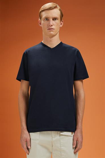 T-SHIRT V NECK DK BLUE