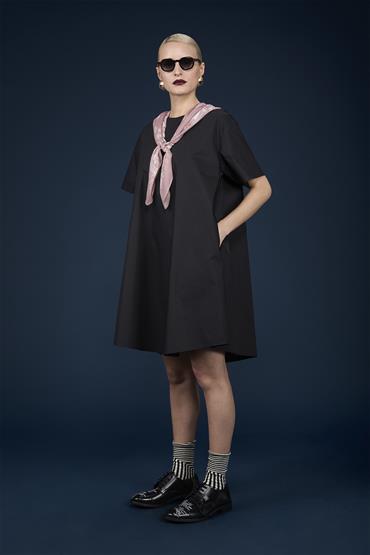 SHORT SLEEVES LONG DRESS BLACK