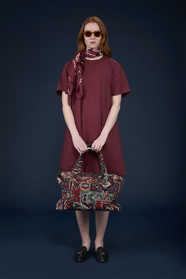 SHORT SLEEVES LONG DRESS BORDEAUX