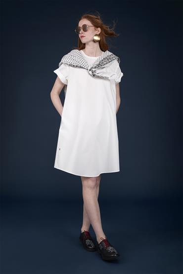 SHORT SLEEVES LONG DRESS WHITE