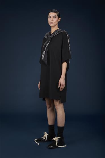 SHORT SLEEVES MIDI DRESS BLACK