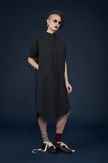 SHORT SKEEVES LONG DRESS BLACK
