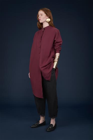 SHORT SKEEVES LONG DRESS BORDEAUX