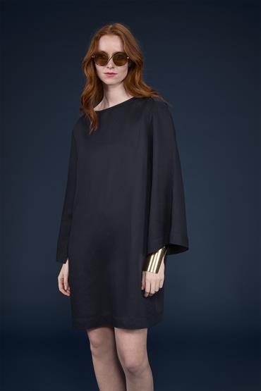 LON SLEEVES MIDI DRESS DK BLUE