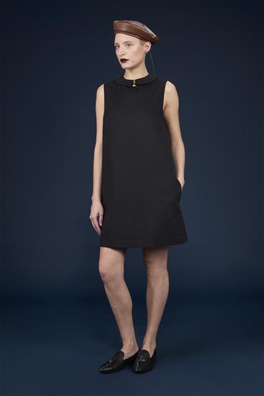 SHEAT DRESS W/ SHIRT COLLAR BLACK