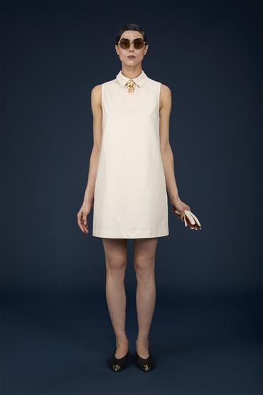 SHEAT DRESS W/ SHIRT COLLAR OFF WHITE